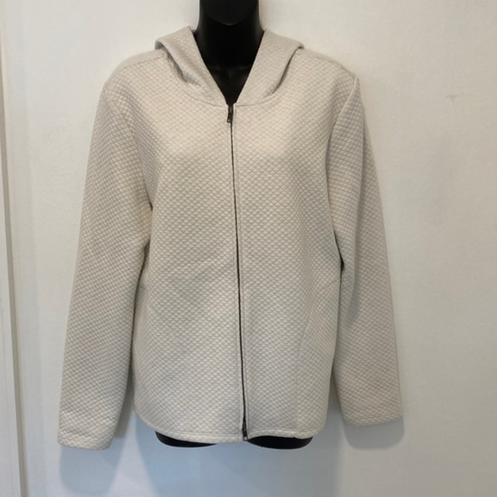 ELLIOT LAUREN Cream Hooded Jacket in Size Medium